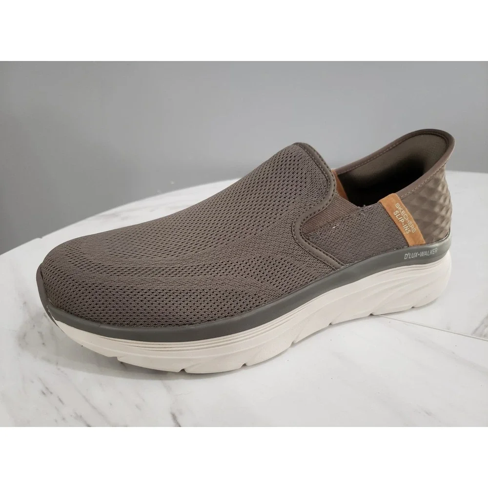 SKECHERS MEN'S‎ D'LUX WALKER-ORFORD 232455BRN MEDIUM WIDTH SLIP-IN WALKING SHOES